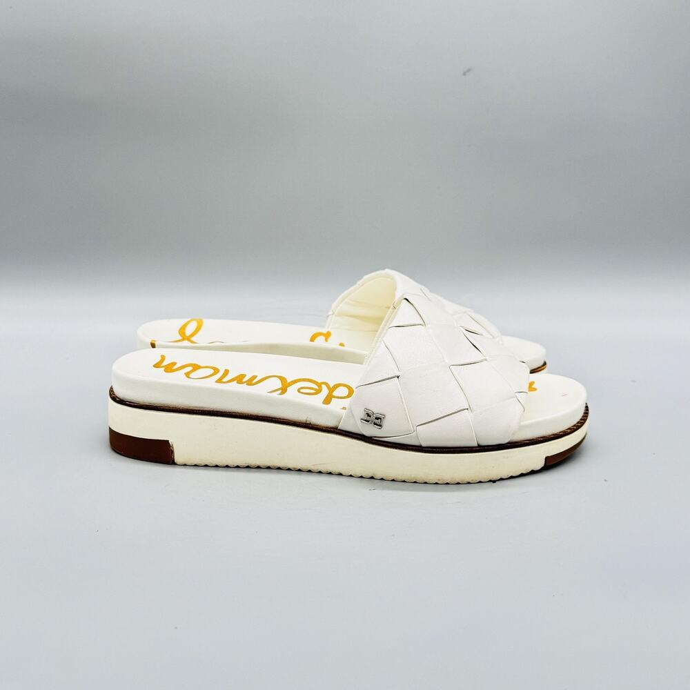 Sam Edelman Sandals Womens 5.5 White Adaley Woven Platform Slide Comfort Shoes